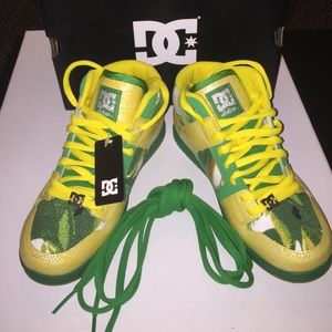 DC green and yellow high top sneakers brand new!!